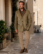 Aaron Men's Vintage Jacket – Retro Chic Lined Jacket with Leather Details