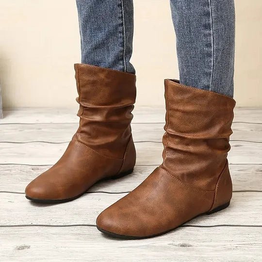 Amara Women's Leather Ankle Boots – Slip-Resistant European Style Booties