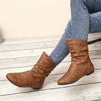 Amara Women's Leather Ankle Boots – Slip-Resistant European Style Booties