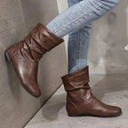 Amara Women's Leather Ankle Boots – Slip-Resistant European Style Booties
