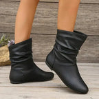 Amara Women's Leather Ankle Boots – Slip-Resistant European Style Booties