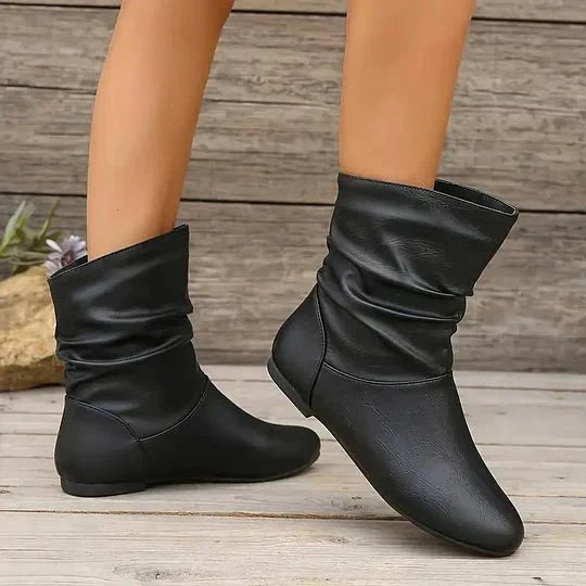 Amara Women's Leather Ankle Boots – Slip-Resistant European Style Booties