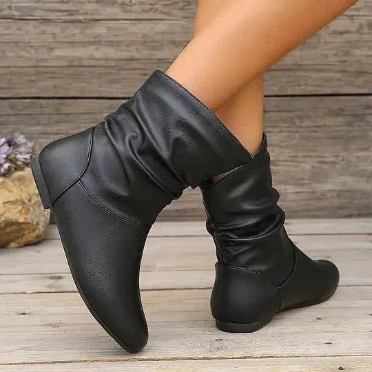 Amara Women's Leather Ankle Boots – Slip-Resistant European Style Booties