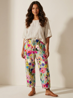Daisy Women's Floral Pants – Loose Fit Boho Trousers with Elastic Waist & Pockets