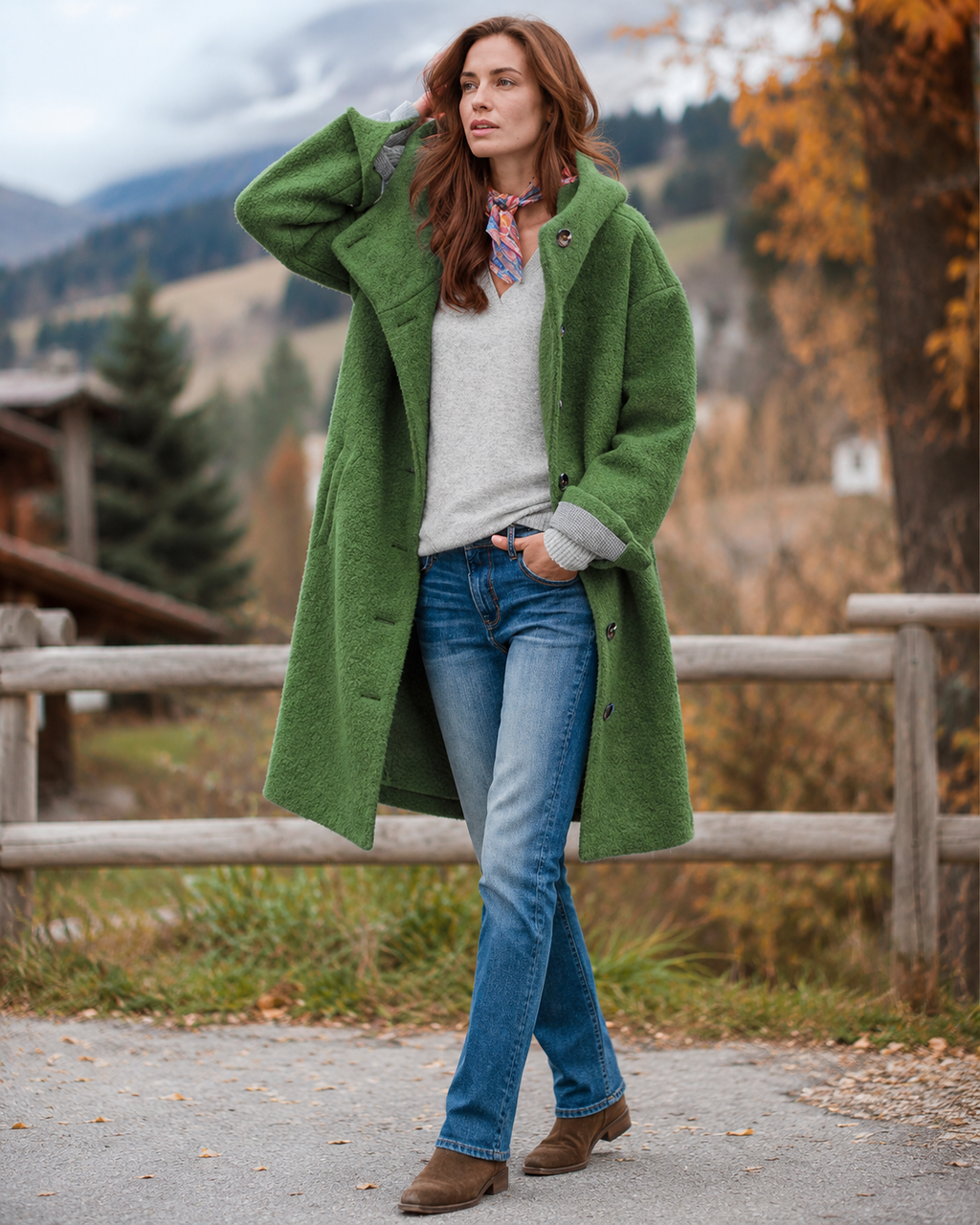 Audrey Women's Wool Coat – Elegant Warm 100% Wool Office Winter Overcoat