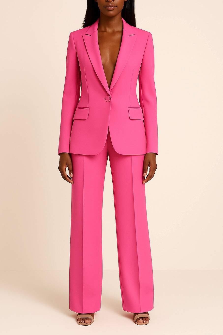 Lyla Women's Satin Pantsuit – Fitted Blazer & Wide Leg Trousers Formal Set