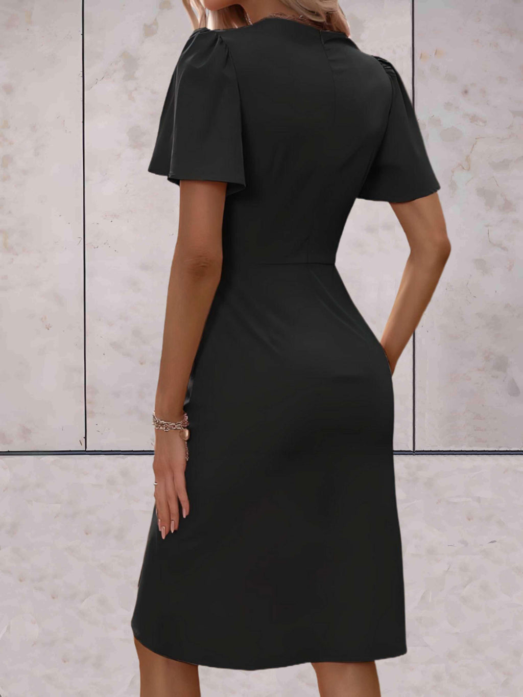 Harper Women's Wrap Dress – V-Neck Adjustable Elegant Office & Evening Dress