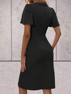 Harper Women's Wrap Dress – V-Neck Adjustable Elegant Office & Evening Dress