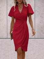 Harper Women's Wrap Dress – V-Neck Adjustable Elegant Office & Evening Dress