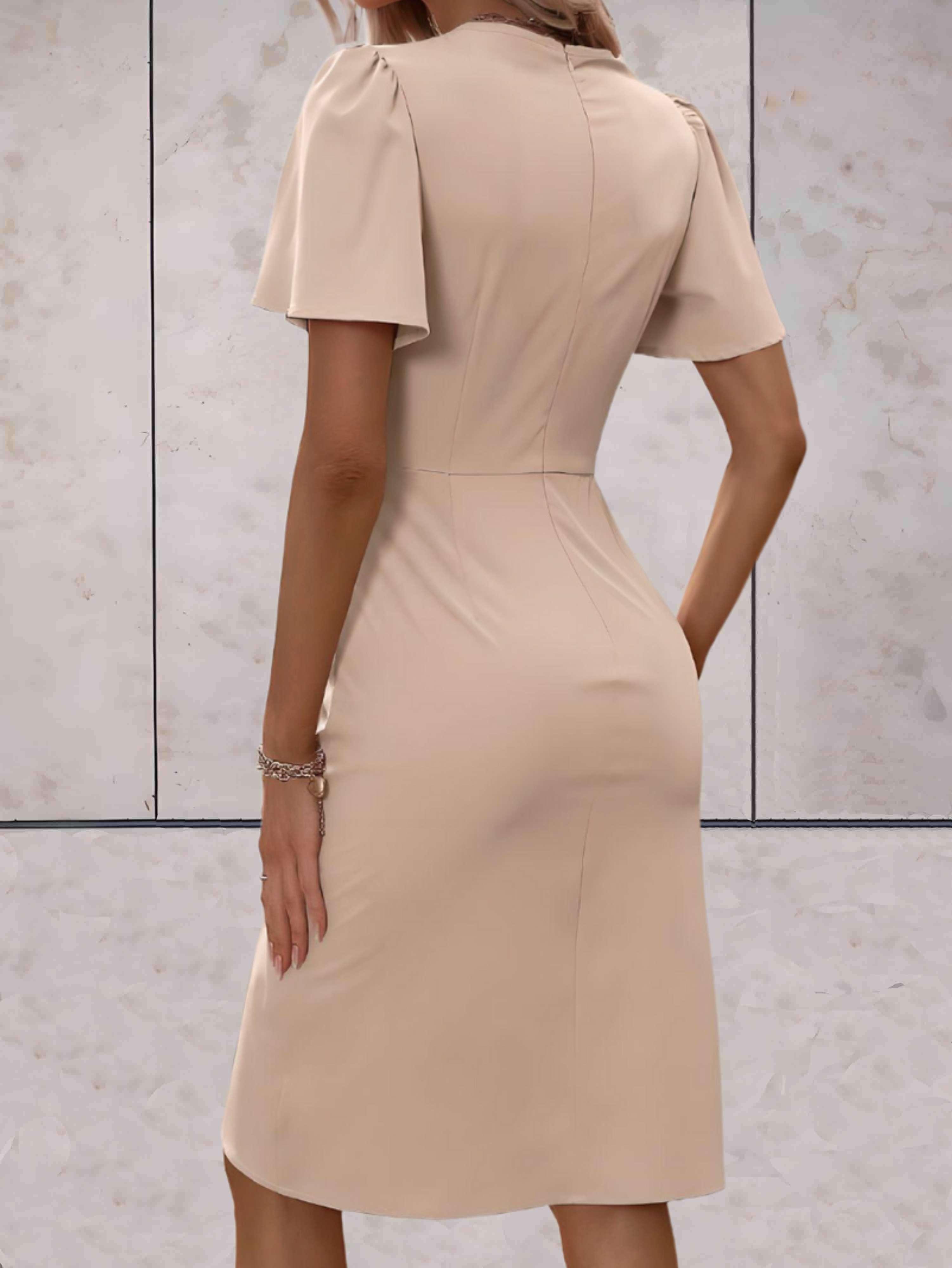 Harper Women's Wrap Dress – V-Neck Adjustable Elegant Office & Evening Dress