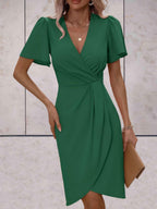 Harper Women's Wrap Dress – V-Neck Adjustable Elegant Office & Evening Dress