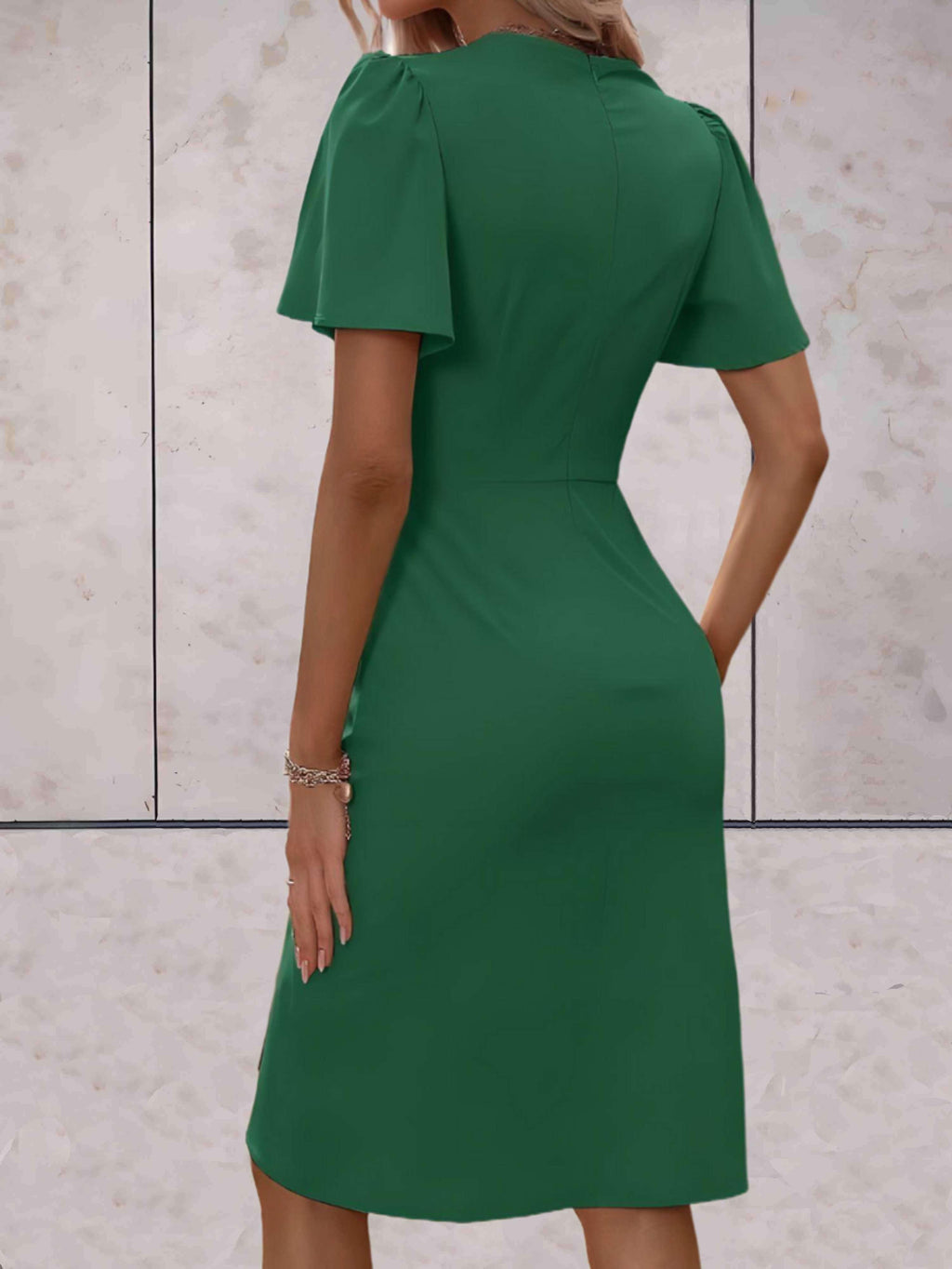 Harper Women's Wrap Dress – V-Neck Adjustable Elegant Office & Evening Dress
