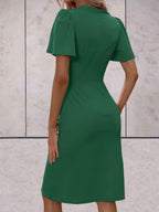 Harper Women's Wrap Dress – V-Neck Adjustable Elegant Office & Evening Dress