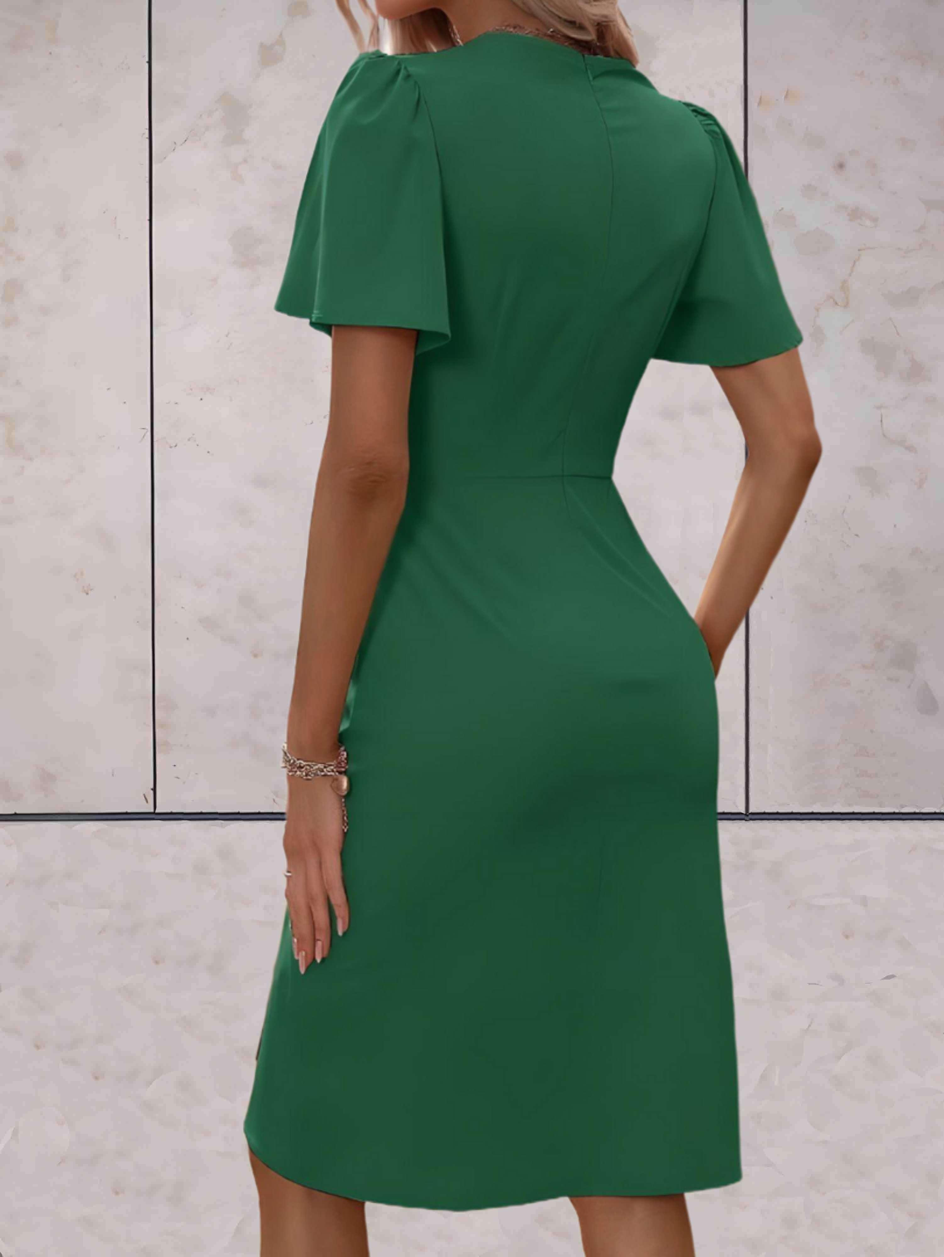 Harper Women's Wrap Dress – V-Neck Adjustable Elegant Office & Evening Dress