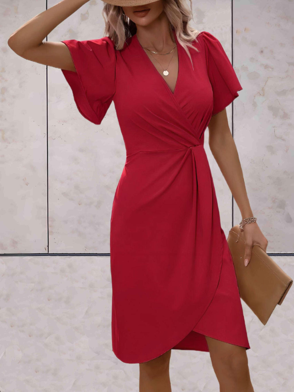 Harper Women's Wrap Dress – V-Neck Adjustable Elegant Office & Evening Dress