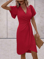 Harper Women's Wrap Dress – V-Neck Adjustable Elegant Office & Evening Dress