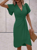 Harper Women's Wrap Dress – V-Neck Adjustable Elegant Office & Evening Dress