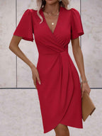 Harper Women's Wrap Dress – V-Neck Adjustable Elegant Office & Evening Dress