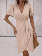 Harper Women's Wrap Dress – V-Neck Adjustable Elegant Office & Evening Dress