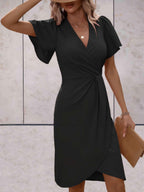 Harper Women's Wrap Dress – V-Neck Adjustable Elegant Office & Evening Dress