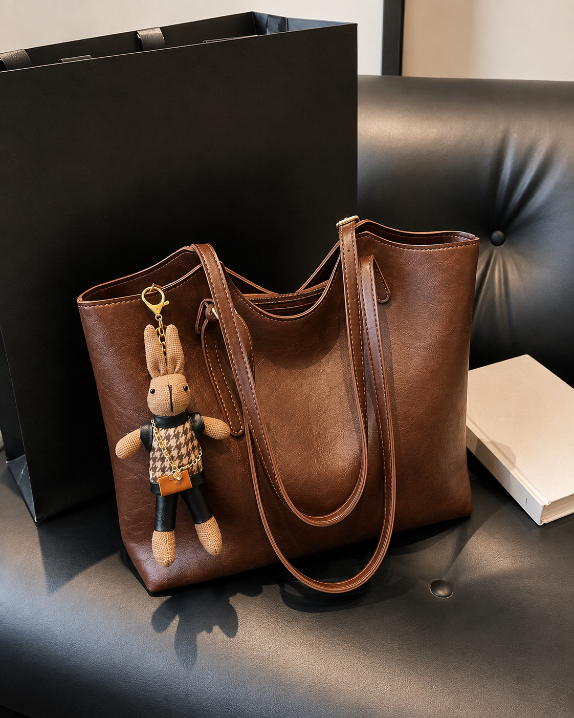 Emma Women’s Tote Bag – Vintage Vegan Leather Shopper with Spacious Elegant Design