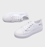 Alena Women's White Sneakers – Breathable Lace-Up Everyday Walking Shoes