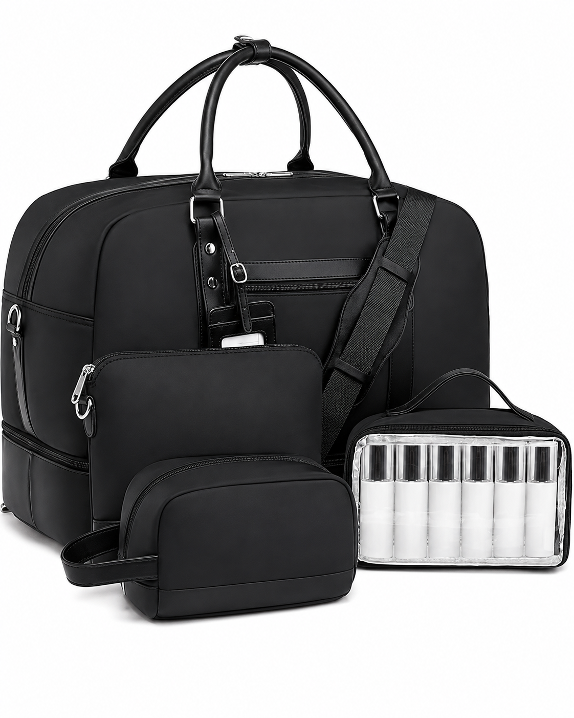 Avery Women’s 4-Piece Weekender Bag Set – Carry-On Duffel with Shoe Compartment