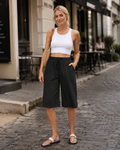 Emily Women's Bermuda Shorts – Cotton Drawstring Long Shorts with Pockets for Summer