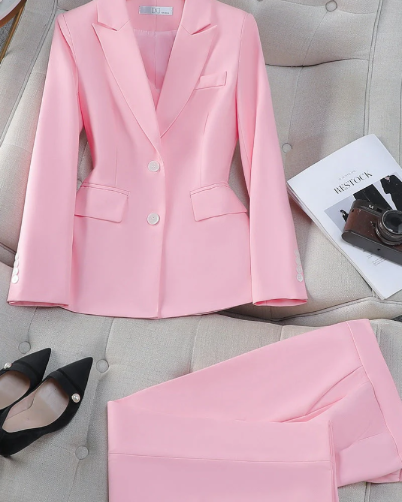 Caroline Women's Blazer & Pants Set – Tailored 2-Piece Suit for Work & Events
