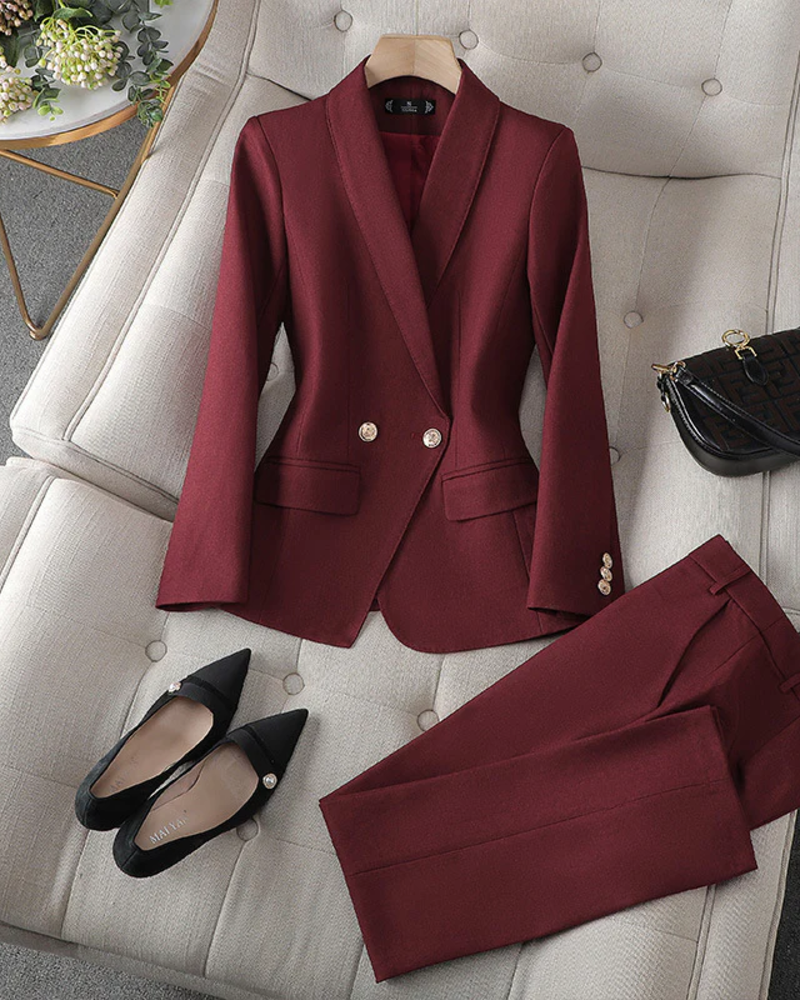 Caroline Women's Blazer & Pants Set – Tailored 2-Piece Suit for Work & Events