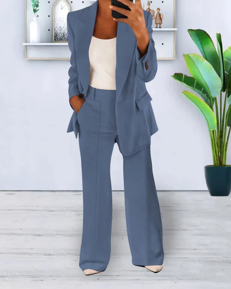 Madison Women's Blazer & Pants Set – Oversized 2-Piece Suit with Light Stretch