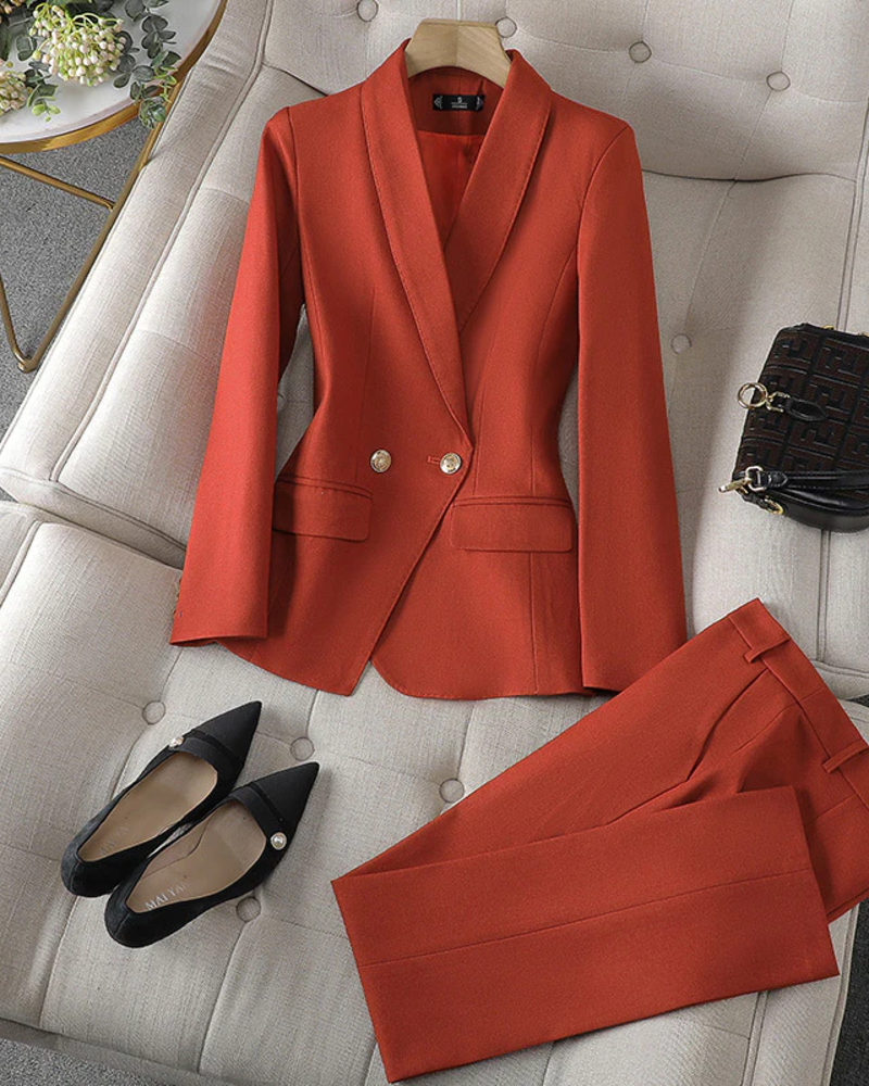 Caroline Women's Blazer & Pants Set – Tailored 2-Piece Suit for Work & Events