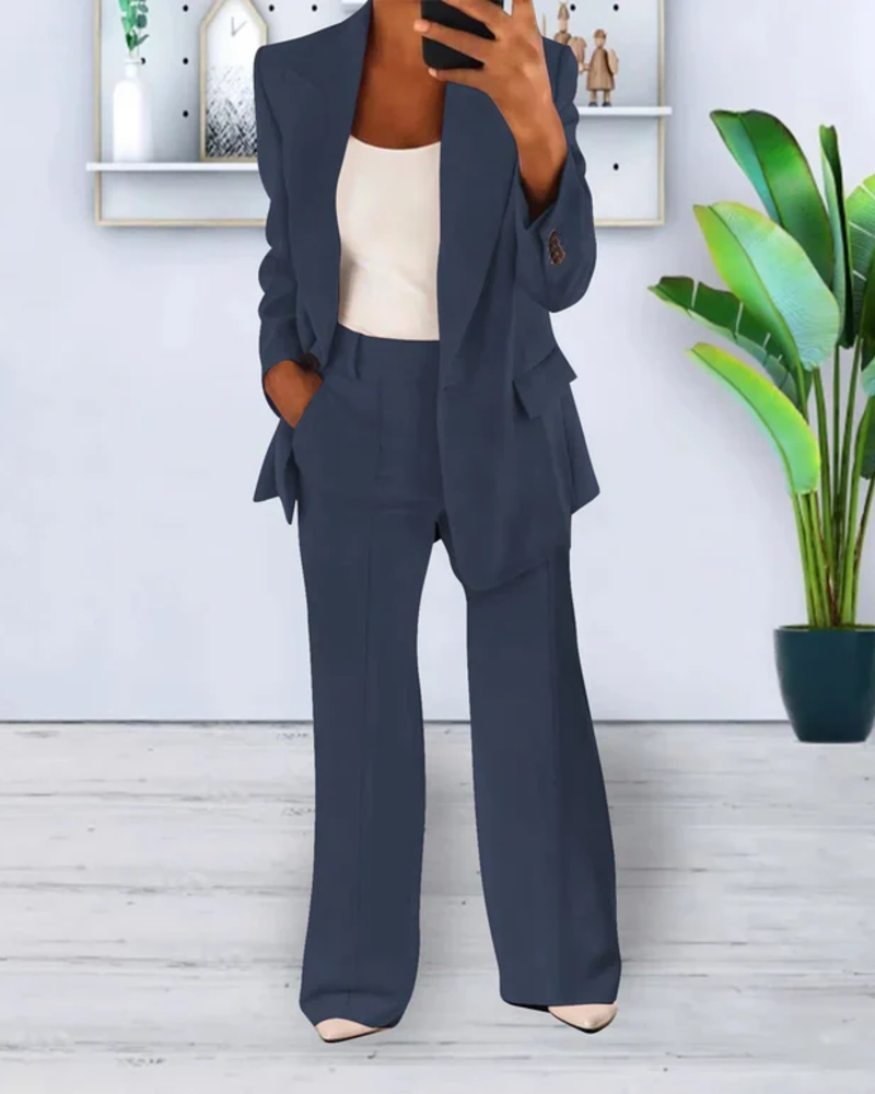 Madison Women's Blazer & Pants Set – Oversized 2-Piece Suit with Light Stretch