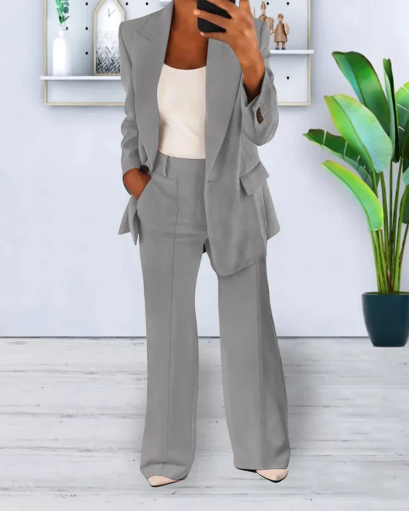 Madison Women's Blazer & Pants Set – Oversized 2-Piece Suit with Light Stretch