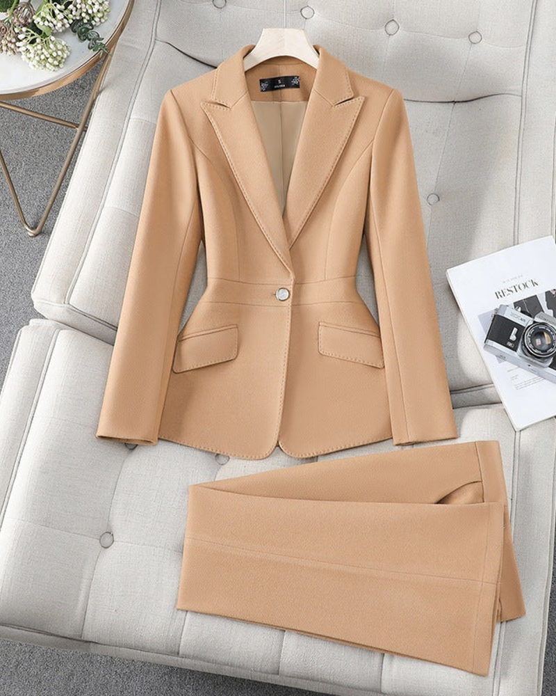 Caroline Women's Blazer & Pants Set – Tailored 2-Piece Suit for Work & Events