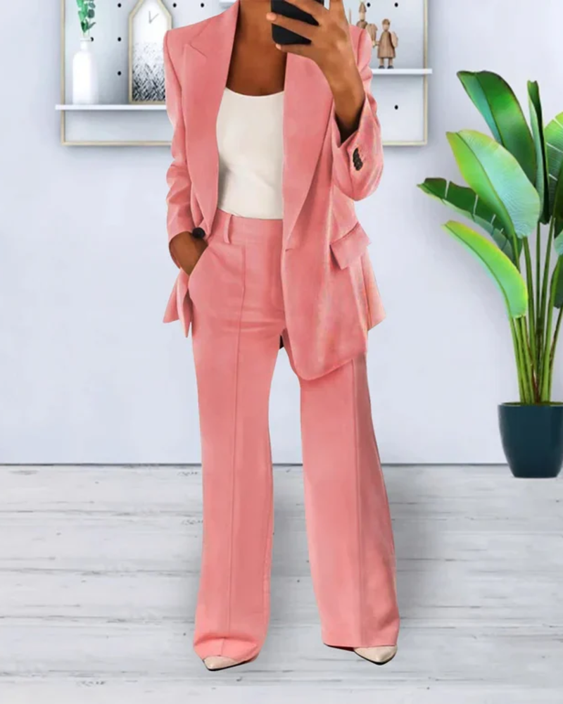 Madison Women's Blazer & Pants Set – Oversized 2-Piece Suit with Light Stretch