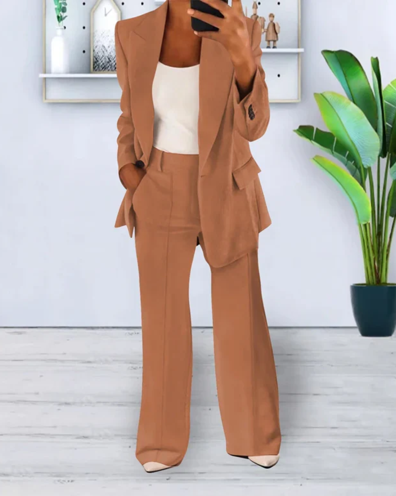 Madison Women's Blazer & Pants Set – Oversized 2-Piece Suit with Light Stretch
