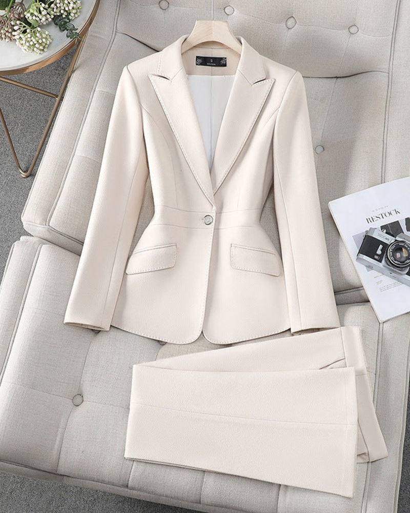 Caroline Women's Blazer & Pants Set – Tailored 2-Piece Suit for Work & Events