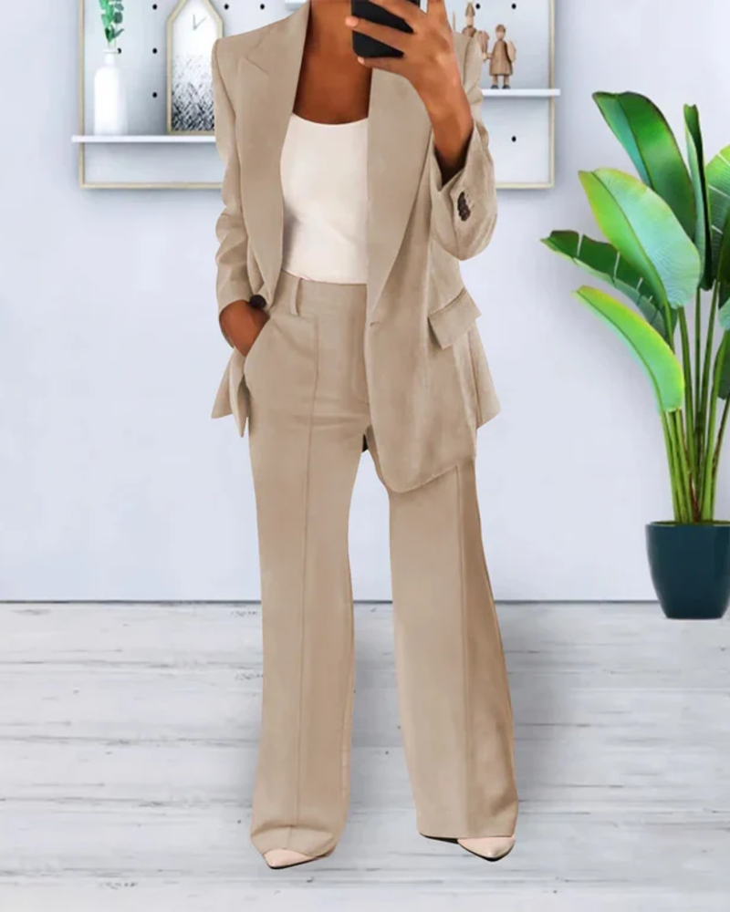 Madison Women's Blazer & Pants Set – Oversized 2-Piece Suit with Light Stretch