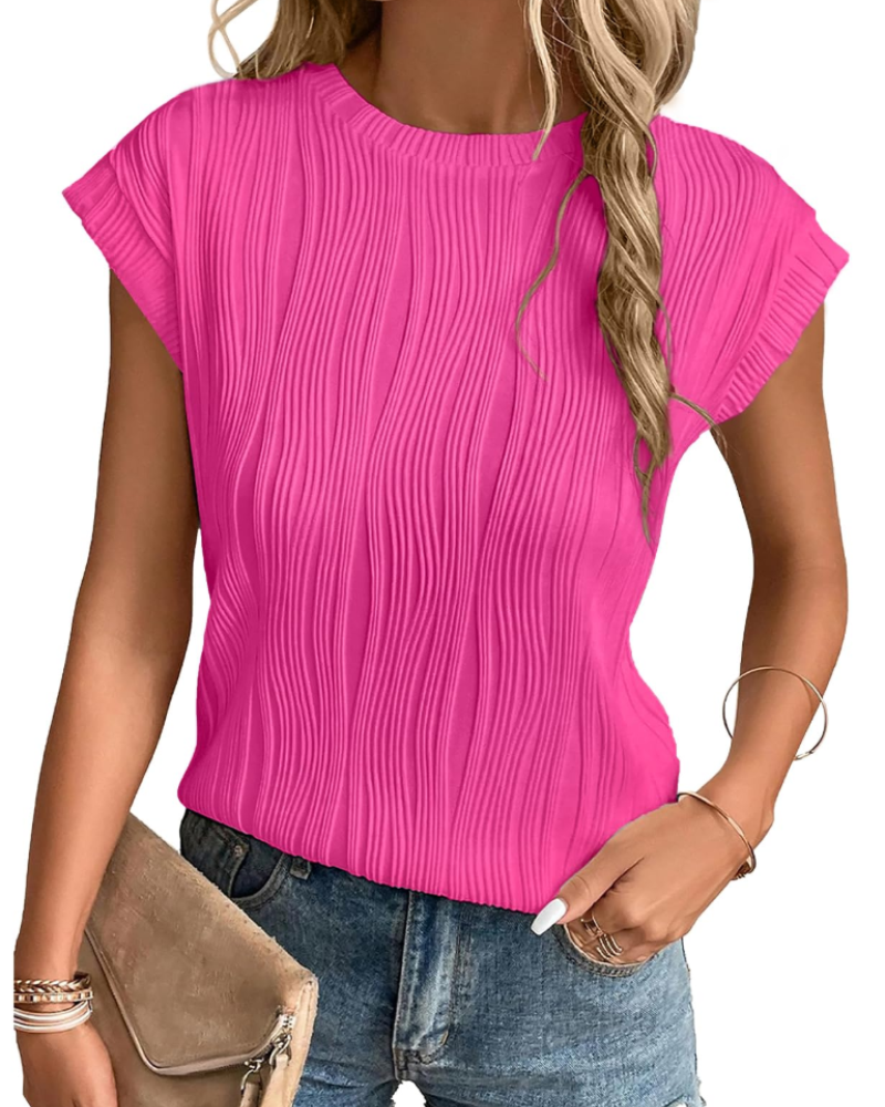 Brooke Women’s Batwing Sleeve Top – Casual Crew Neck Knit Blouse with Relaxed Fit