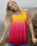 Clara Women’s Pleated Tank Top – Crew Neck Floral Sleeveless Tunic Blouse