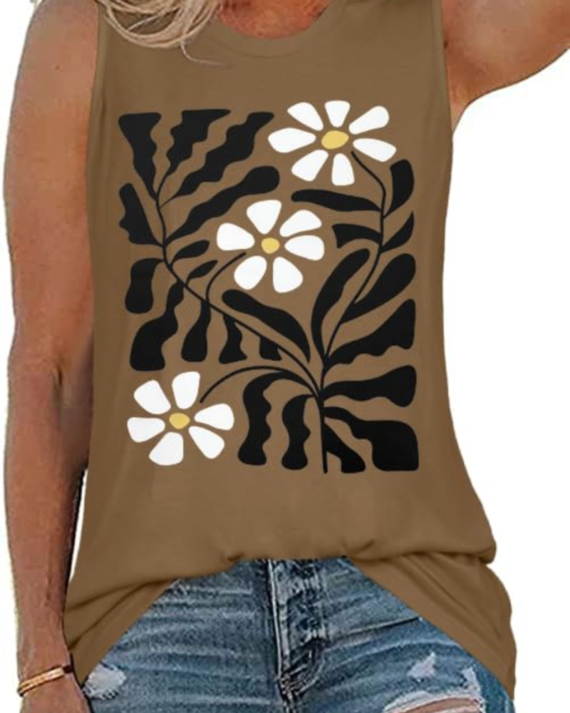 Savannah Women’s Graphic Tank Top – Sleeveless Cotton Blend Summer Tee