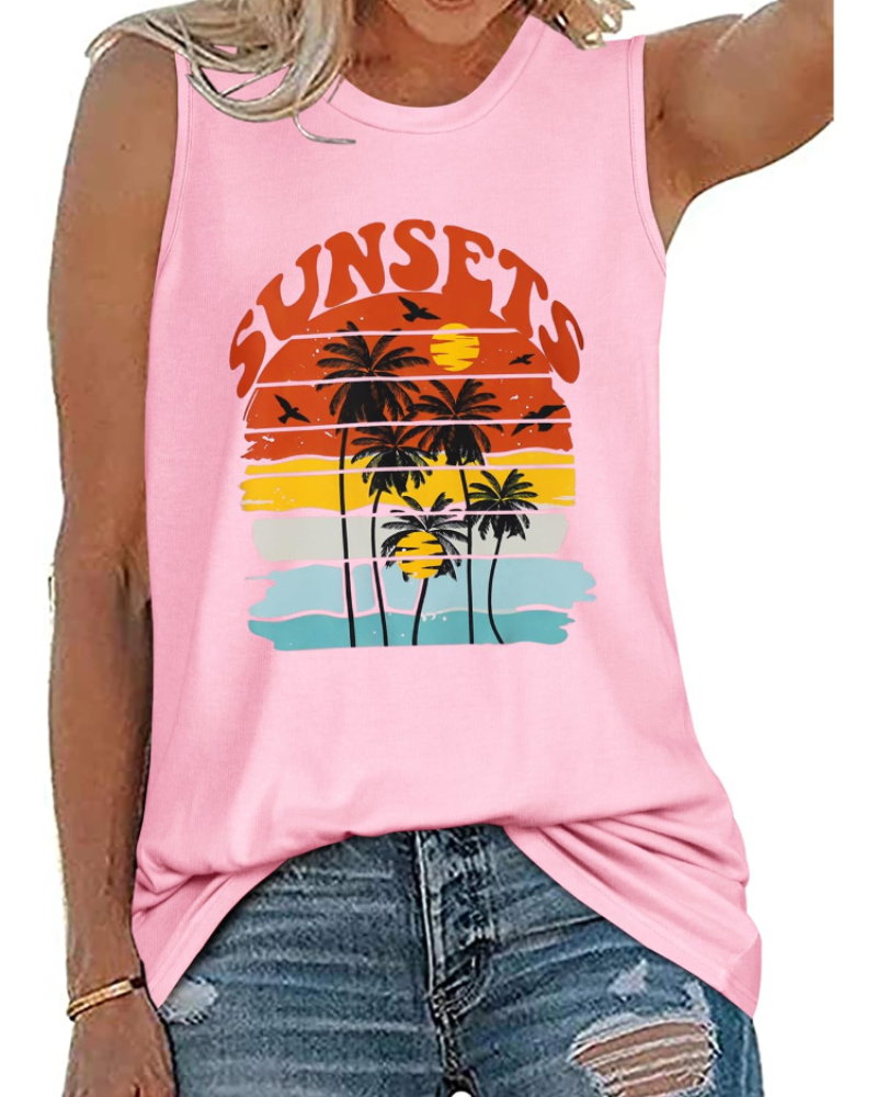 Savannah Women’s Graphic Tank Top – Sleeveless Cotton Blend Summer Tee