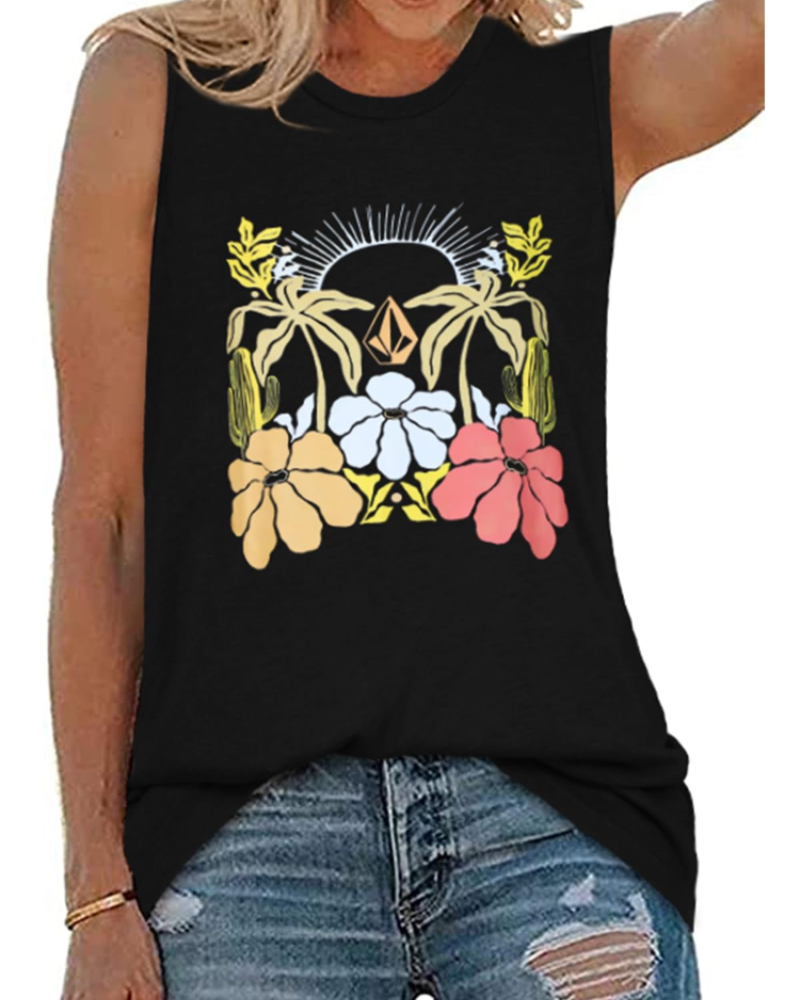 Savannah Women’s Graphic Tank Top – Sleeveless Cotton Blend Summer Tee
