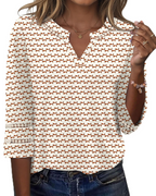 Maya Women’s Lace Embroidered Tunic – V-Neck 3/4 Sleeve Summer Blouse