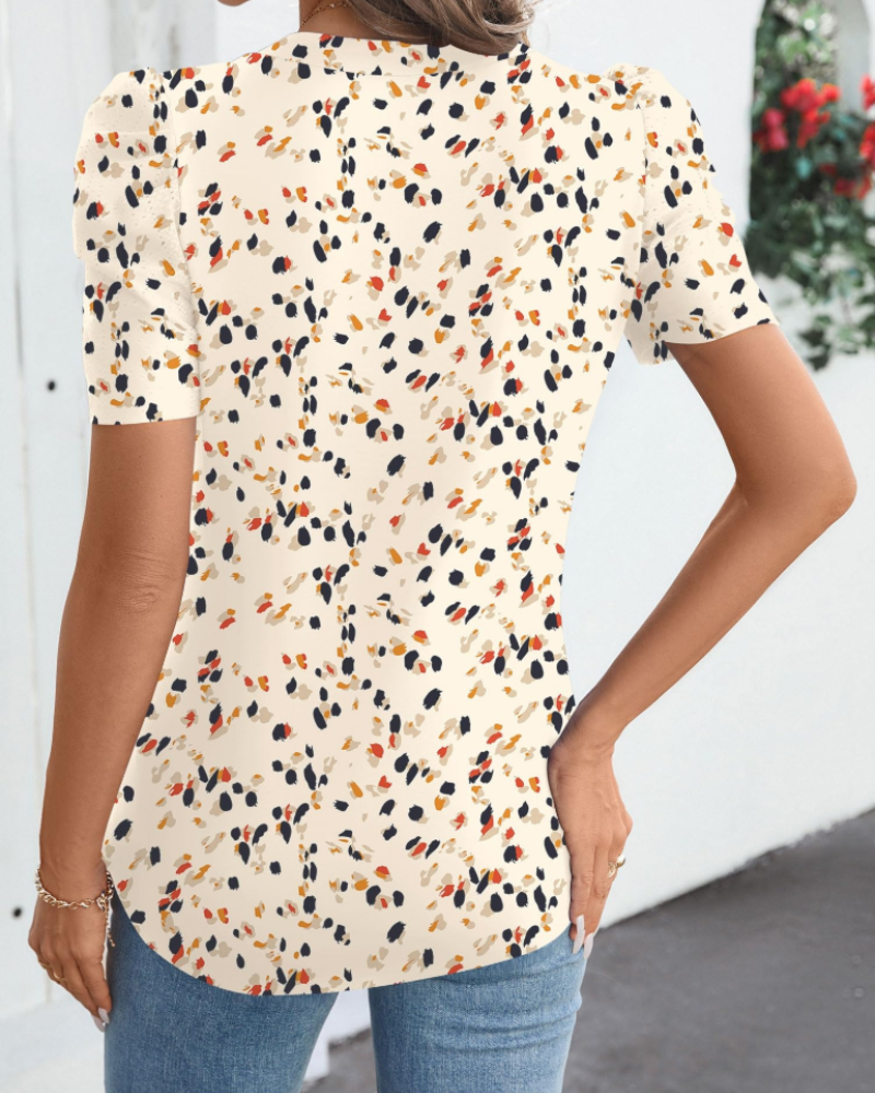 Margot Women’s Puff Sleeve Top – V-Neck Short Sleeve WoArk A