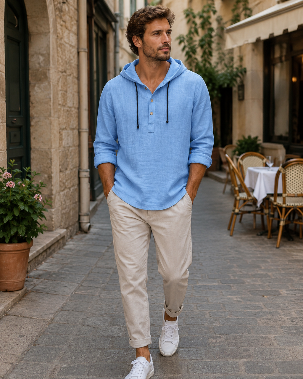 Marc Men’s Hooded Shirt – Lightweight Breathable Cotton Casual Overshirt with Modern Fit