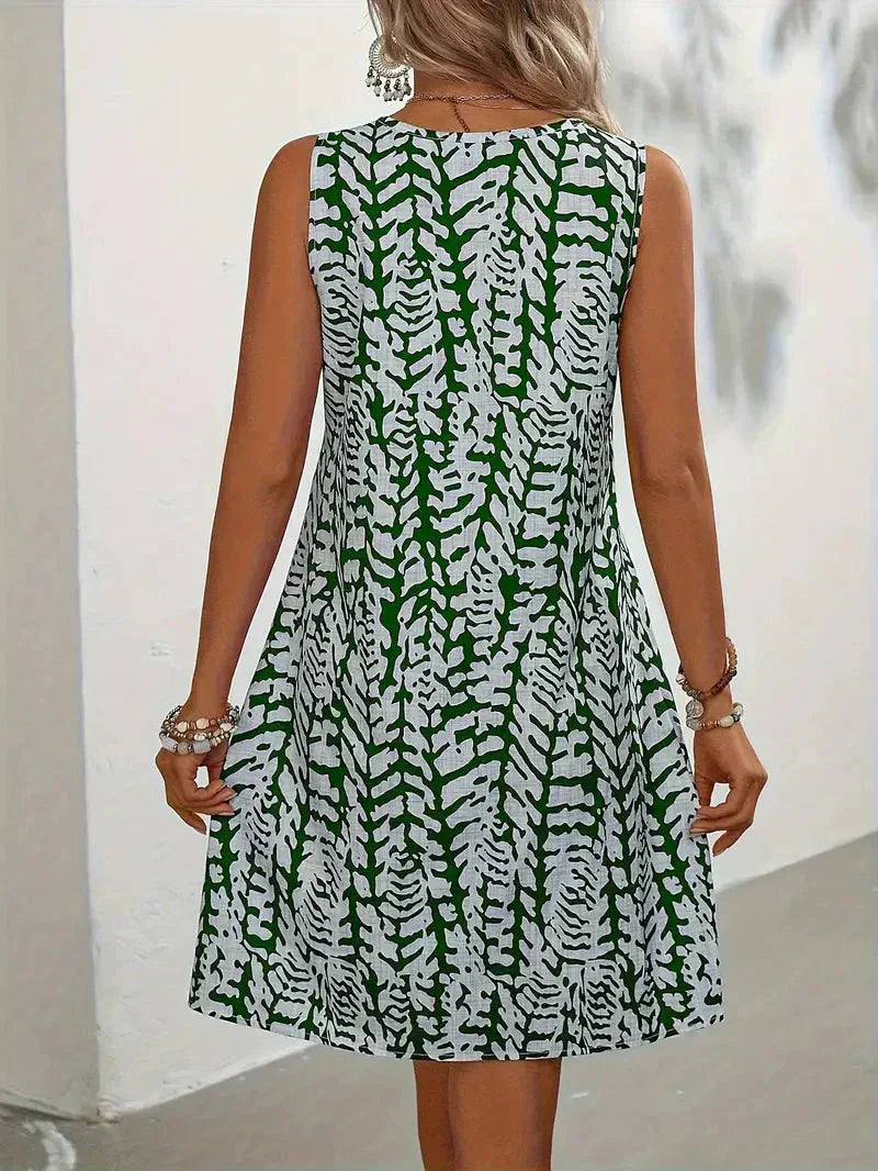 Hannie Women's Mini Dress – Sleeveless Printed Summer Dress for Beach & Brunch