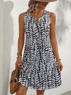 Hannie Women's Mini Dress – Sleeveless Printed Summer Dress for Beach & Brunch