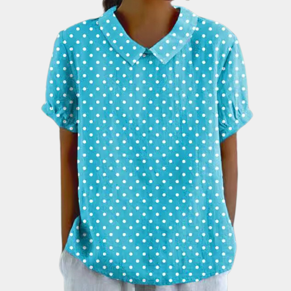 Bruna Women's Floral Blouse – Short Sleeve Crew Neck Casual Chic Top